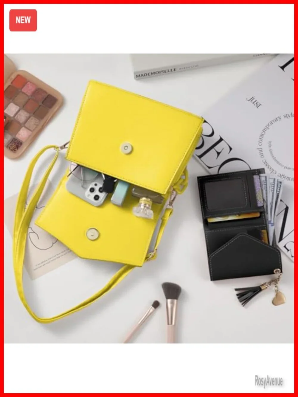 Top Handle Satchel Purse Set with Detachable Acrylic Chain Crossbody Bag